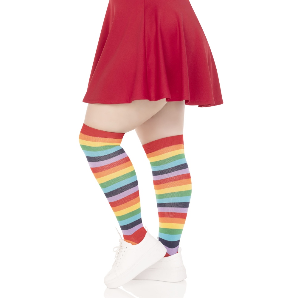 Leg Avenue - Spandex Rainbow Schenkelhohe Strümpfe - Regenbogen